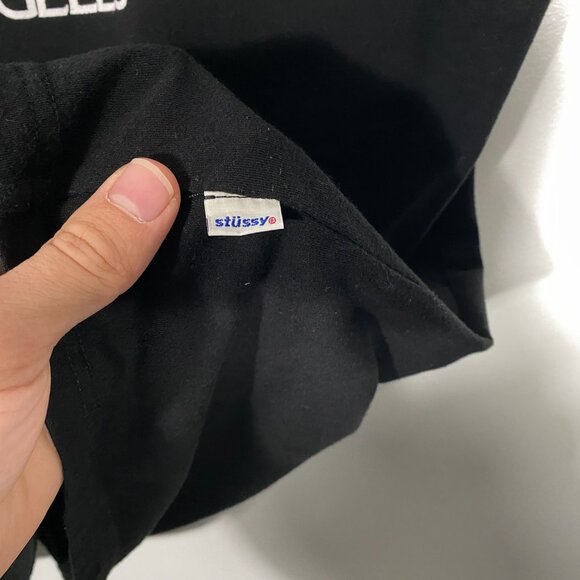 Vintage Stussy Australia Linked Monogram Short Sleeve Tribe Tee Black men's S - Picture 5 of 6